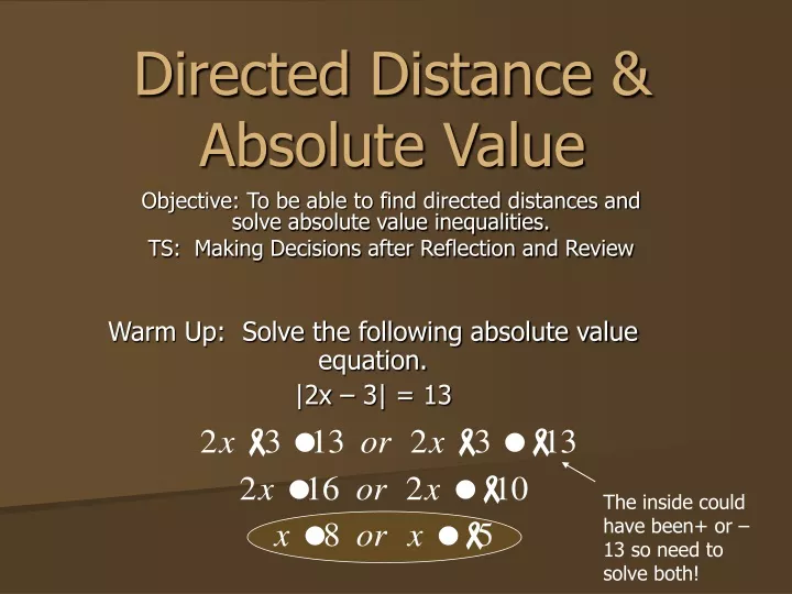 PPT - Directed Distance & Absolute Value PowerPoint Presentation, Free ...