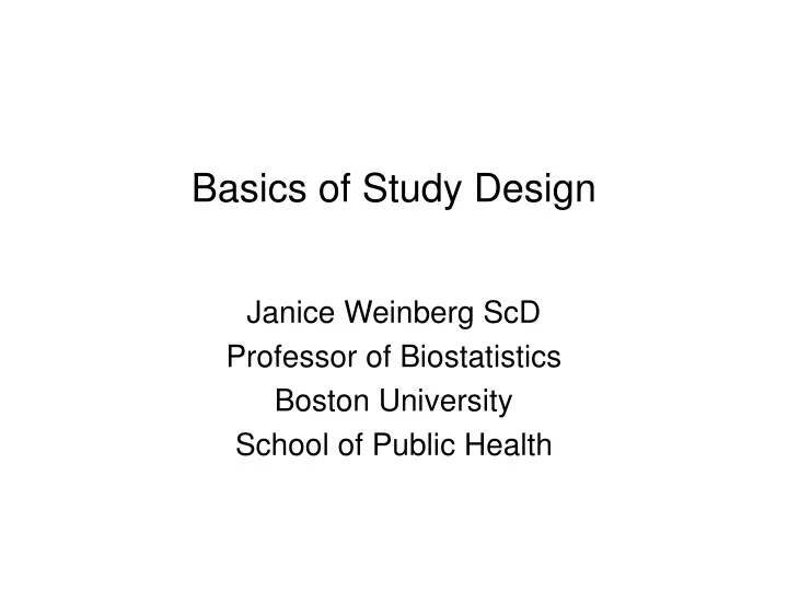 basics of study design n.