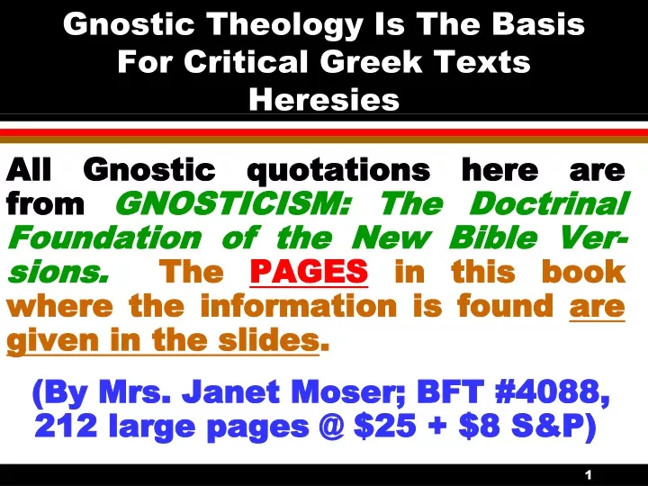 gnostic theology is the basis for critical greek texts heresies n.