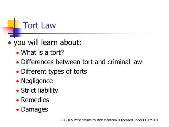 PPT - Tort Law PowerPoint Presentation, free download - ID:9332588