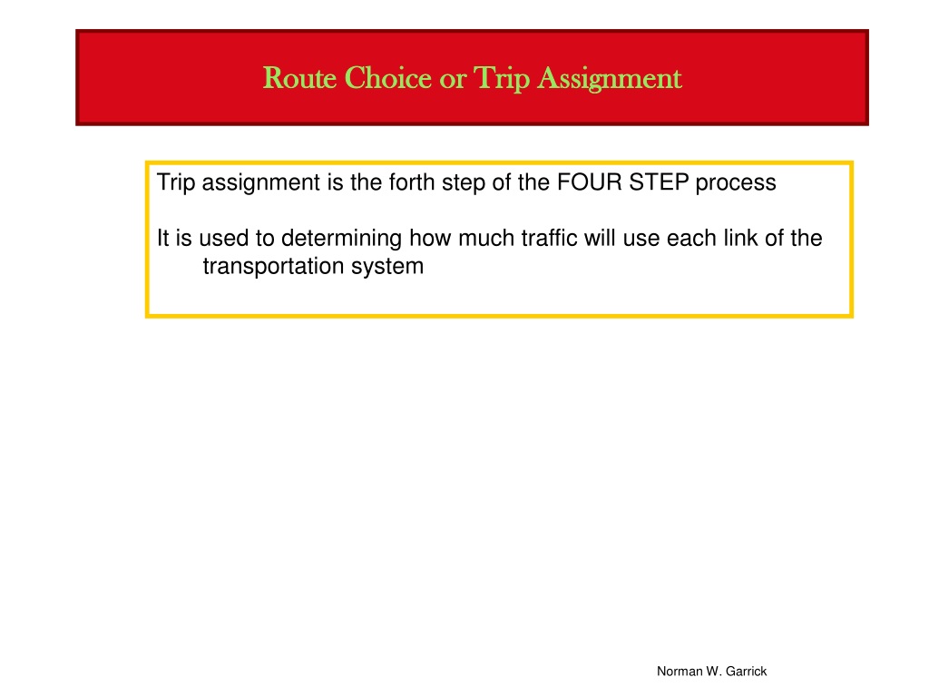 route choice model assignment
