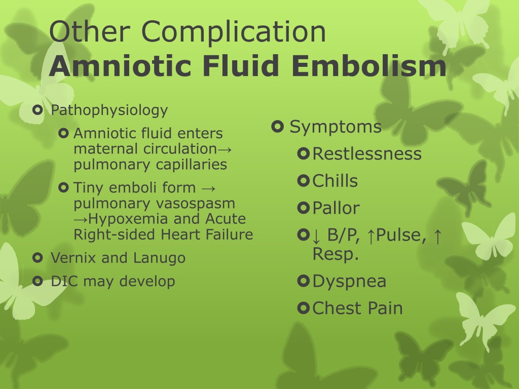 signs and symptoms of amniotic fluid embolism