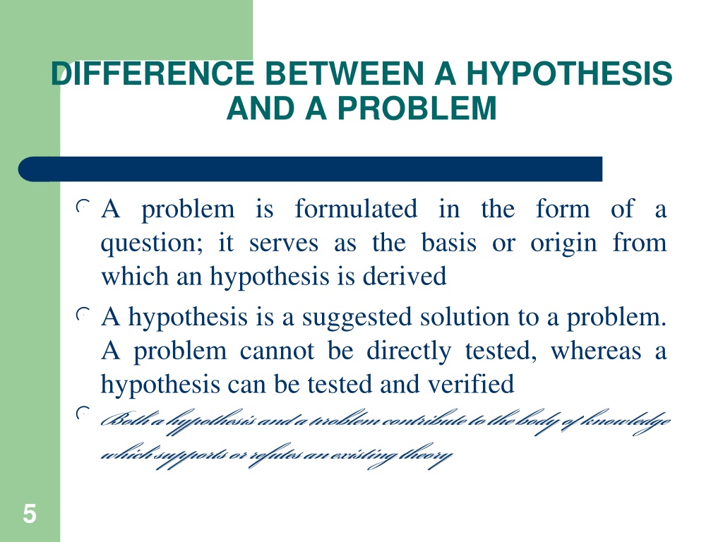 what is the difference between hypothesis and problem statement