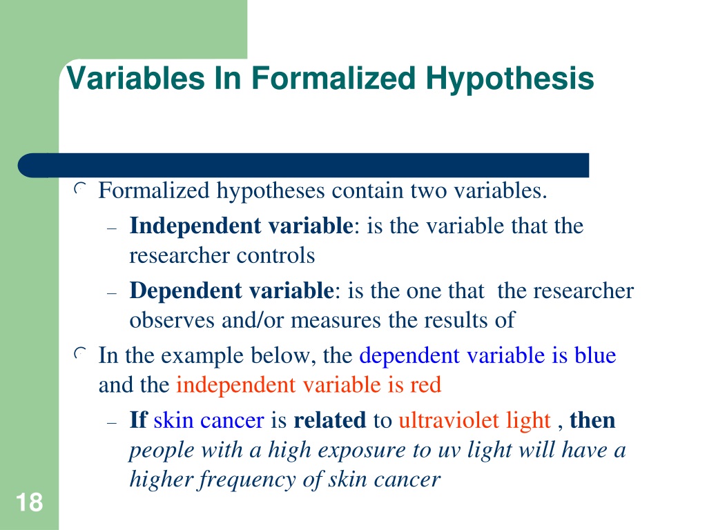 a hypothesis in variables