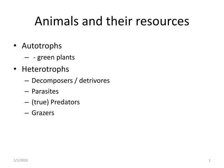 PPT Animals and their resources PowerPoint Presentation, free