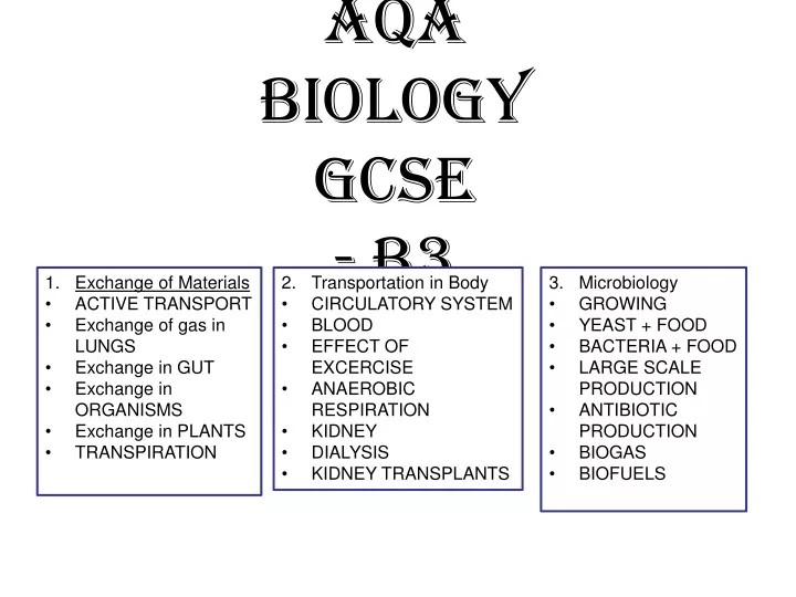 aqa biology gcse b3 n.