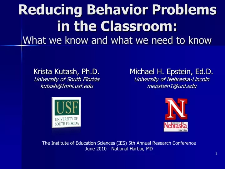 Ppt Reducing Behavior Problems In The Classroom What We Know And What We Need To Know 3177