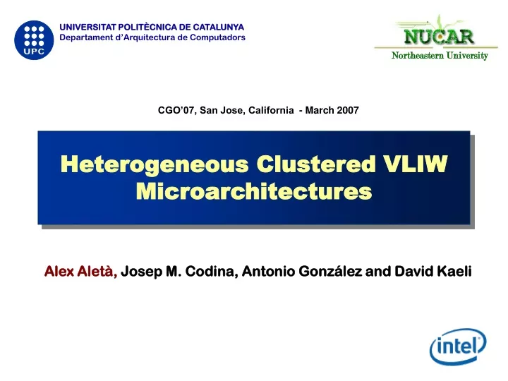 heterogeneous clustered vliw microarchitectures n.