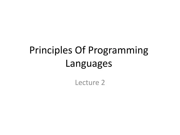 PPT - Principles Of Programming Languages PowerPoint Presentation, free ...