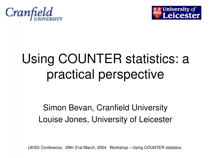 using counter statistics a practical perspective n.
