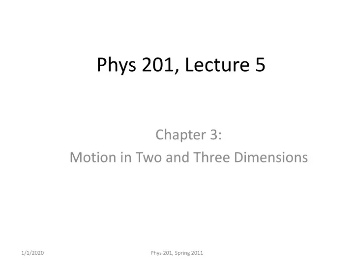 phys 201 lecture 5 n.