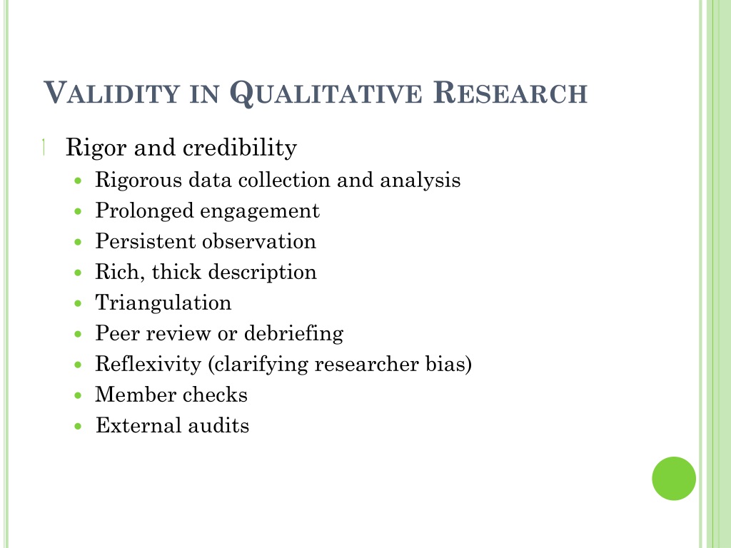high validity in qualitative research