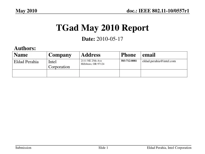 tgad may 2010 report n.