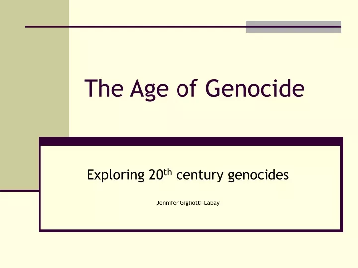 the age of genocide n.