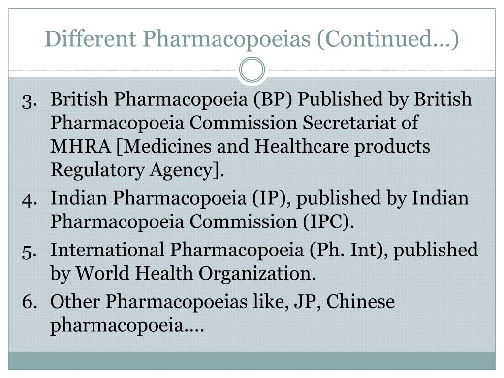 assignment on pharmacopoeia