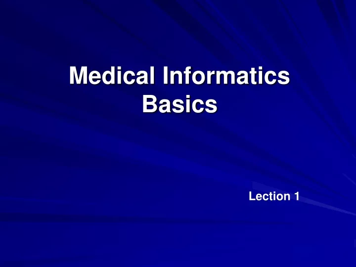 medical informatics basics n.