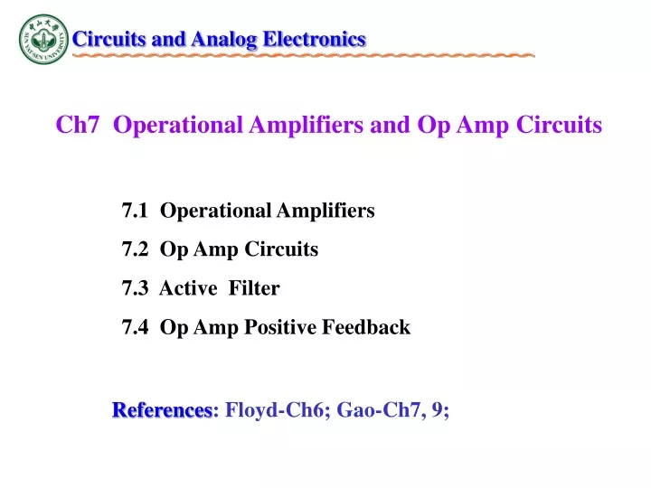 PPT - Ch7 Operational Amplifiers And Op Amp Circuits PowerPoint ...