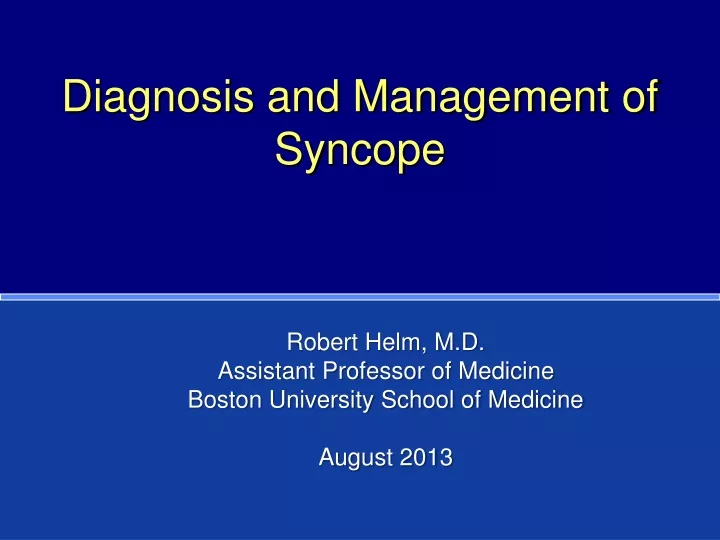 diagnosis and management of syncope n.