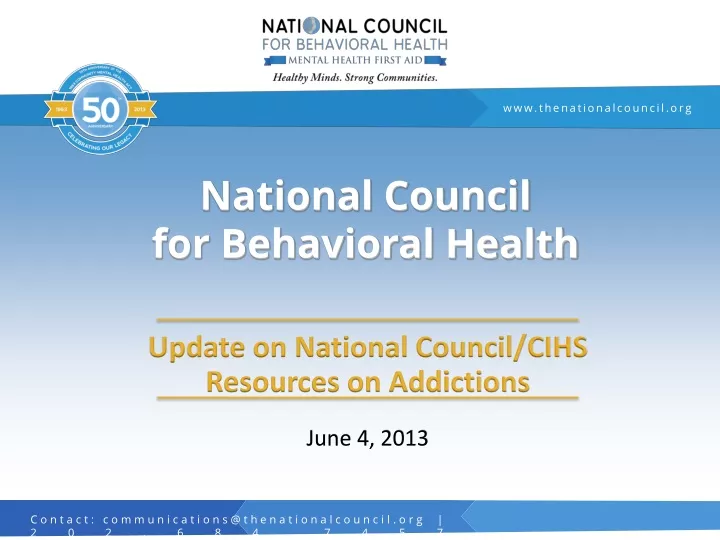 PPT National Council for Behavioral Health PowerPoint Presentation