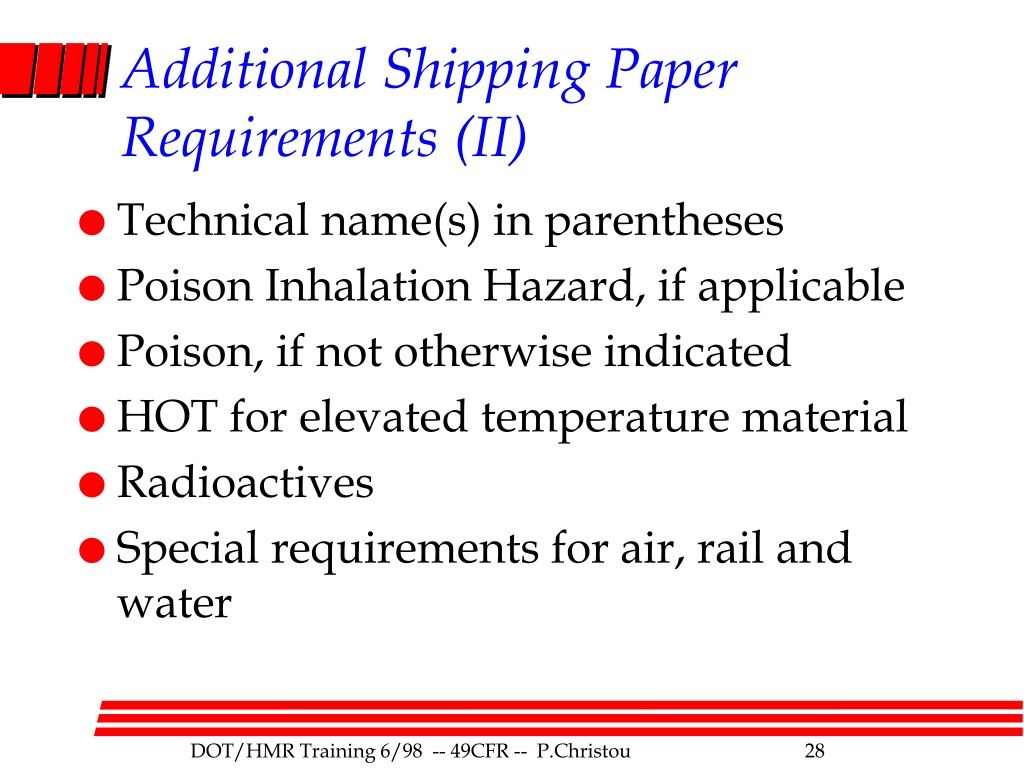 The Additional Description of an Elevated Temperature Material on a Shipping  Paper