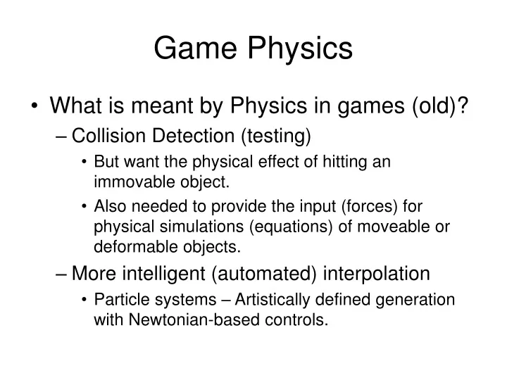 game physics n.