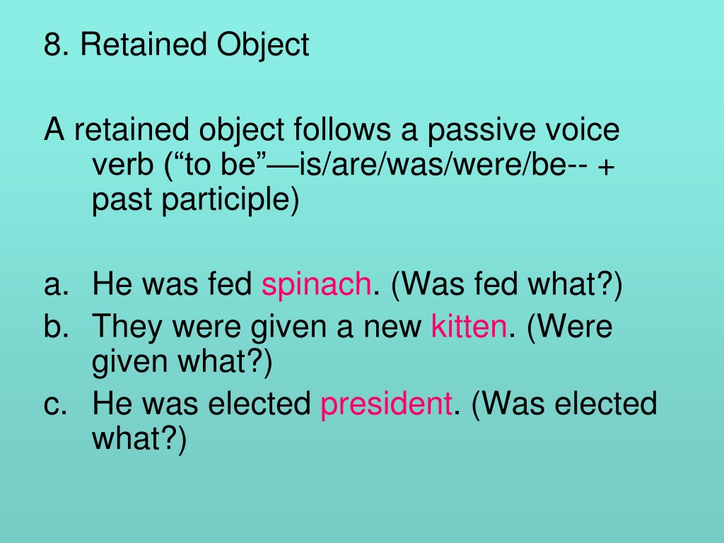 Past participle passive. The retained object. Participle Passive Voice. Retained object English. Retained object Grammar.