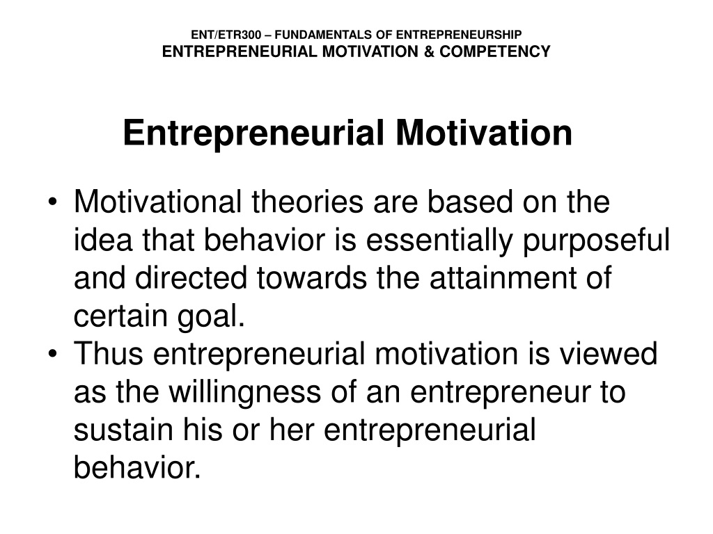 entrepreneurial motivation essay