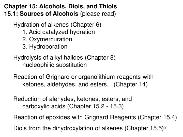 chapter 15 alcohols diols and thiols 15 1 sources n.
