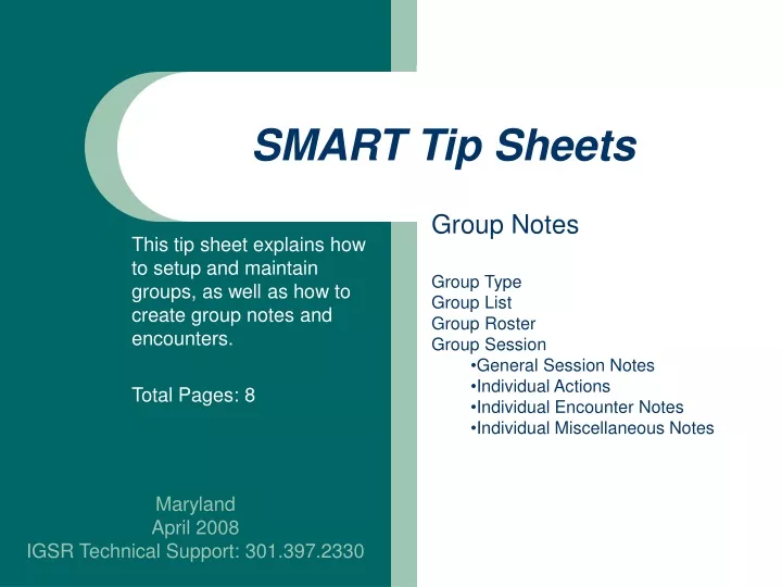 smart tip sheets n.