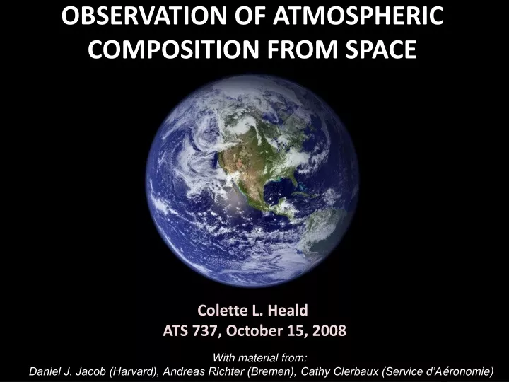 observation of atmospheric composition from space n.