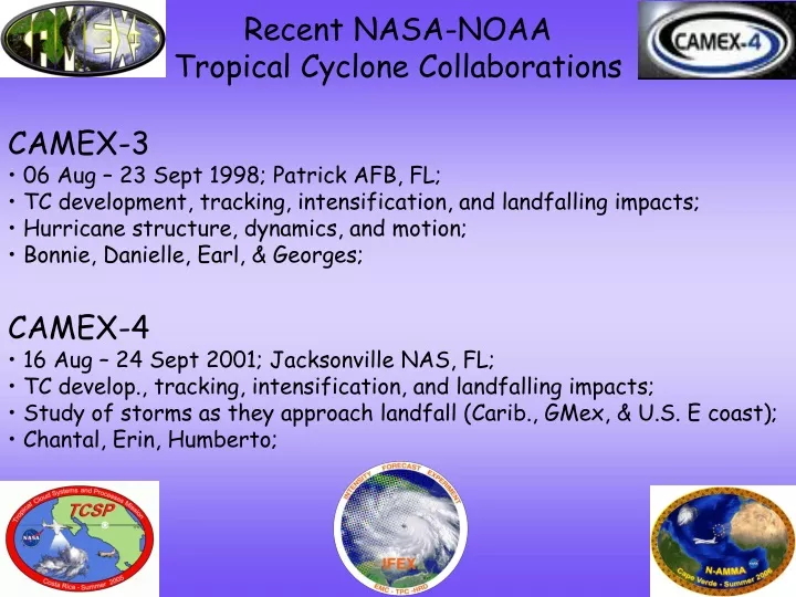 recent nasa noaa tropical cyclone collaborations n.