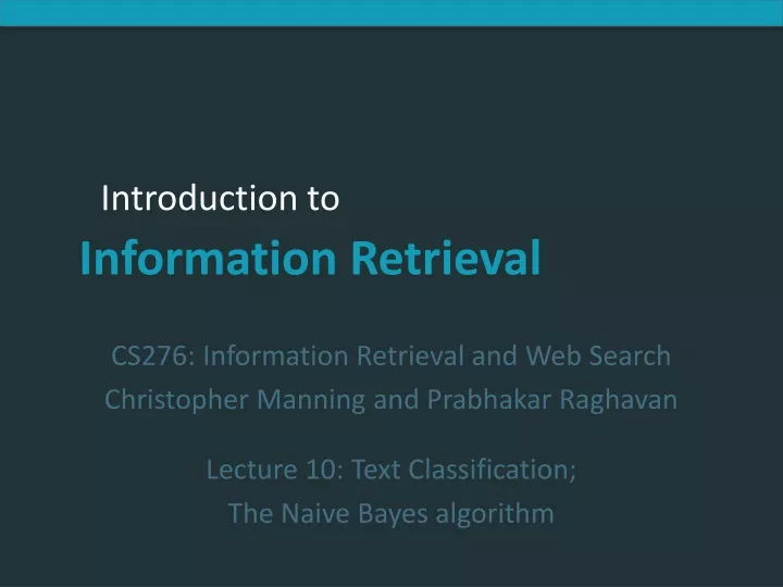 cs276 information retrieval and web search n.
