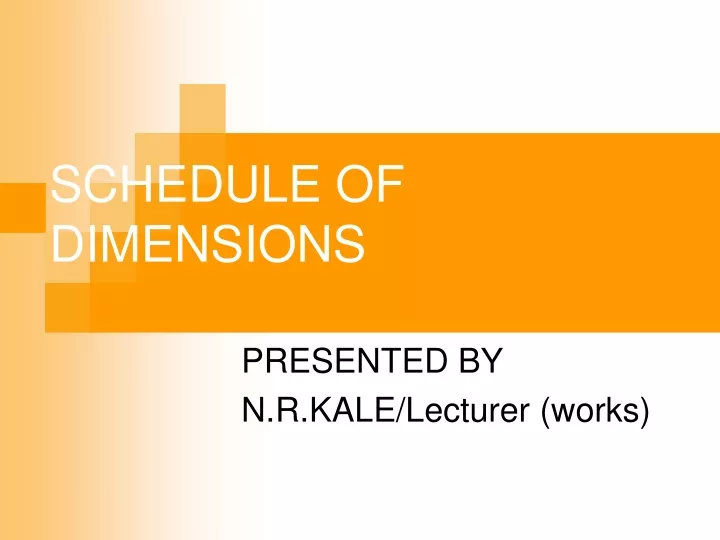 schedule of dimensions n.