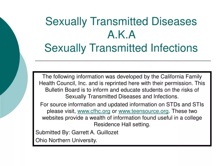 sexually transmitted diseases a k a sexually transmitted infections n.