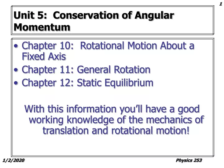 PPT - Unit 5: Conservation Of Angular Momentum PowerPoint Presentation ...