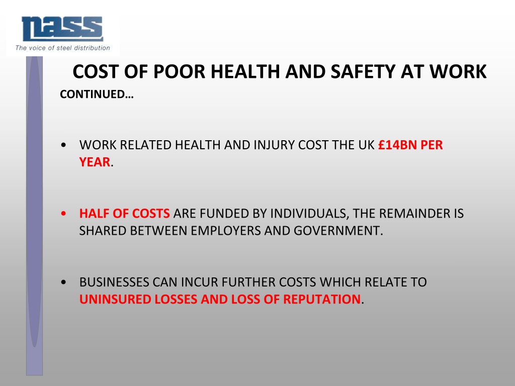 PPT - THE COST OF HEALTH AND SAFETY PowerPoint Presentation, free ...