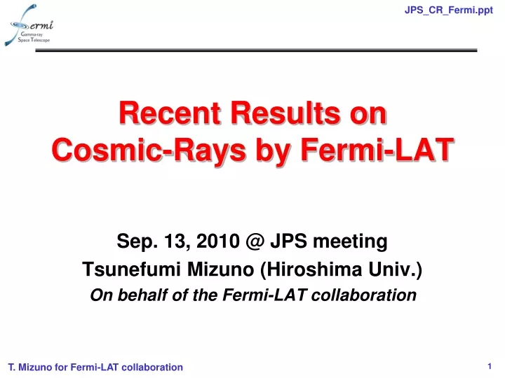recent results on cosmic rays by fermi lat n.