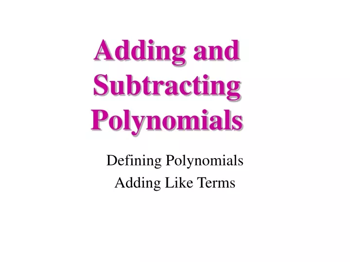 adding and subtracting polynomials n.