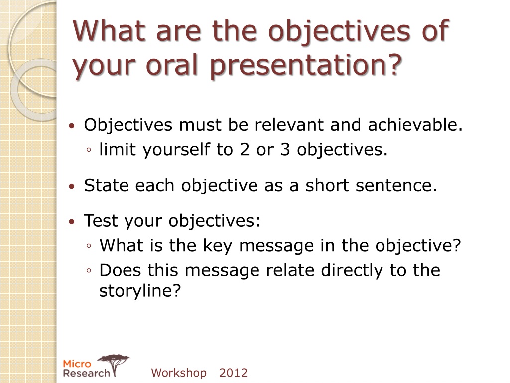 objectives of an oral presentation