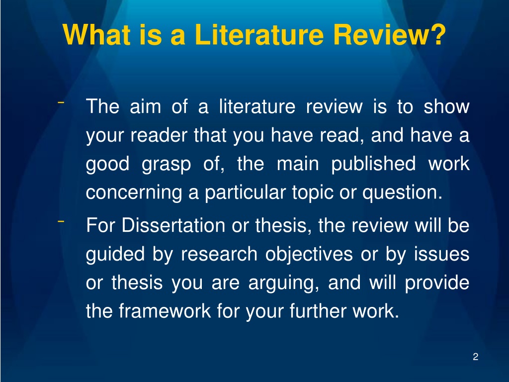 aim of the literature review