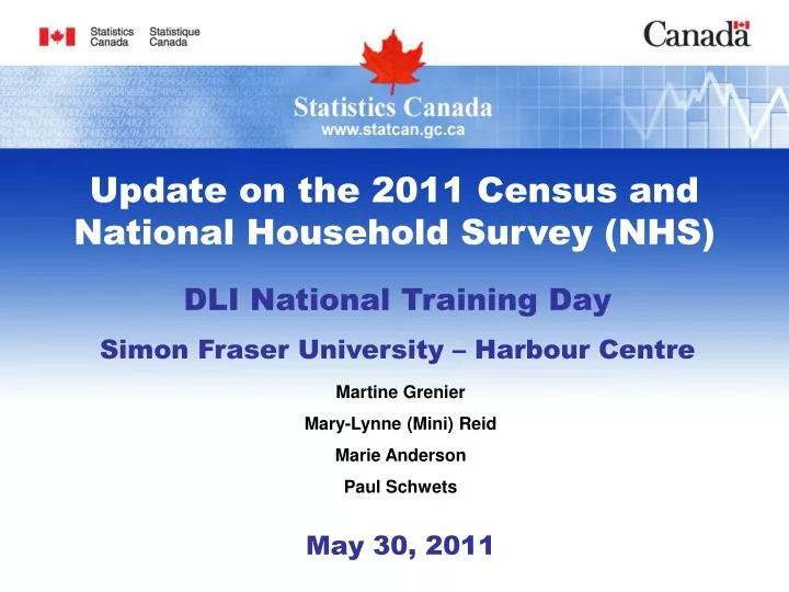 update on the 2011 census and national household n.