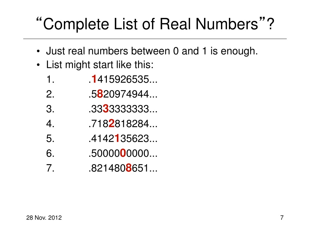 PPT Cantor S Diagonal Proof And Uncountable Numbers To Infinity   Complete List Of Real Numbers L 