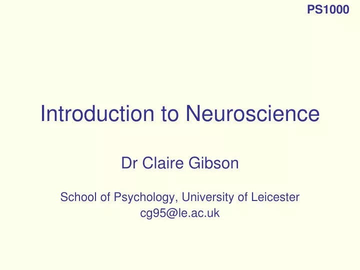 PPT - Introduction To Neuroscience PowerPoint Presentation, Free ...