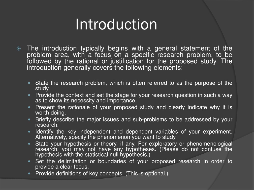 introduction in research includes