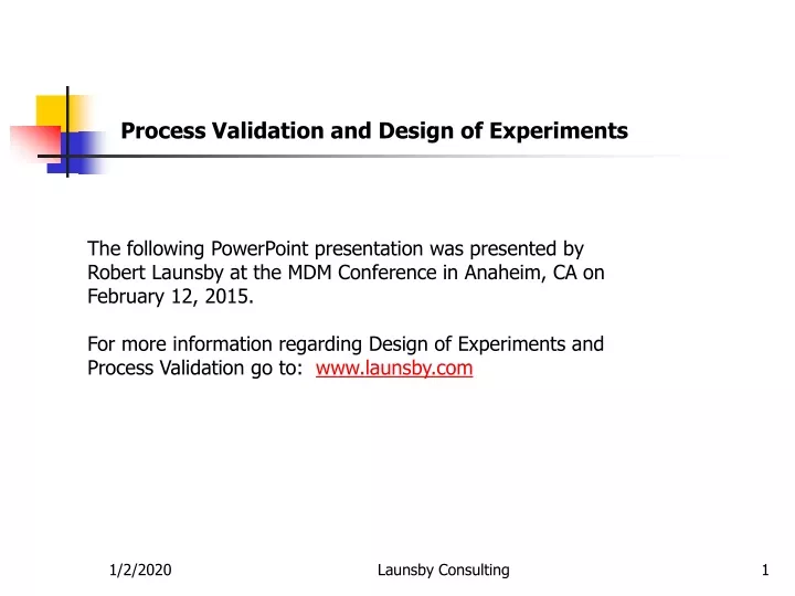 design of experiments validation