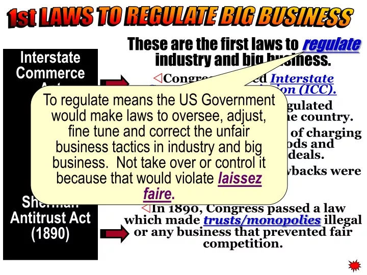 1st laws to regulate big business n.