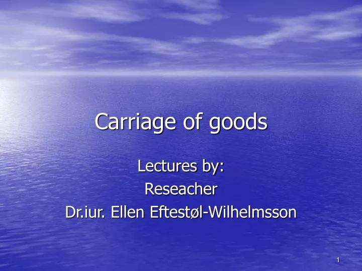 carriage of goods n.