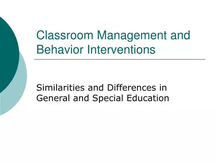 classroom management and behavior interventions n.