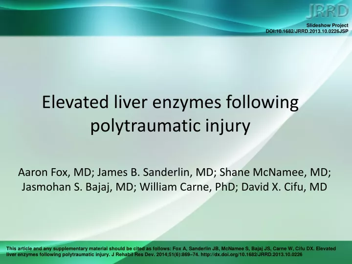 elevated liver enzymes following polytraumatic injury n.
