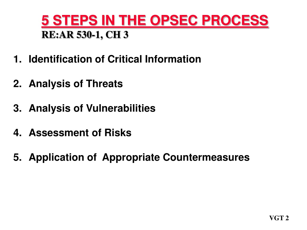 who has oversight of the opsec program